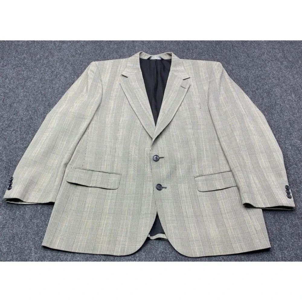 Christian Dior Mens 46R Olive Green Herringbone Blazer Sport Coat Jacket